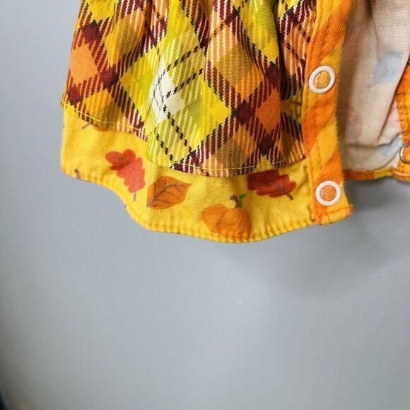 RicRac & Ruffles girls 2T 24 Mo orange striped plaid fall one piece romper - Picture 7 of 7